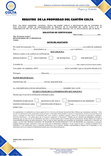 SOLICITUD CERTIFCADOS REGISTRO